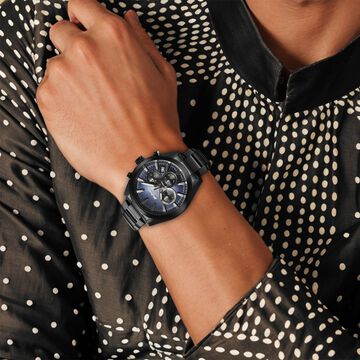 Titan Octane Classic Sporty Black Dial Chronograph Stainless Steel Strap Watch for Men