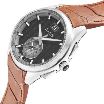 Xylys Swiss Chronograph Brown Leather Strap Black Dial Watch For Men