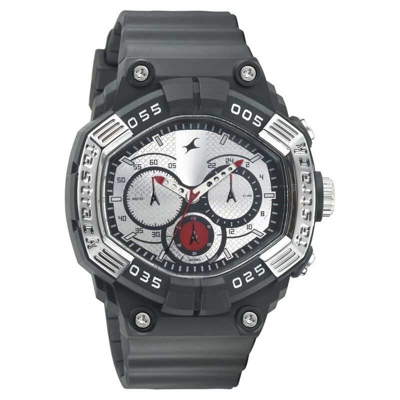 Fastrack Quartz Chronograph White Dial Plastic Strap Watch for Guys