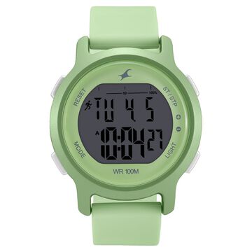 Fastrack Street Line Digital Dial Green Silicone Strap Watch for Girls