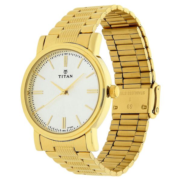 Titan Quartz Analog Silver Dial Golden Stainless Steel Strap Watch For Men - image number 1