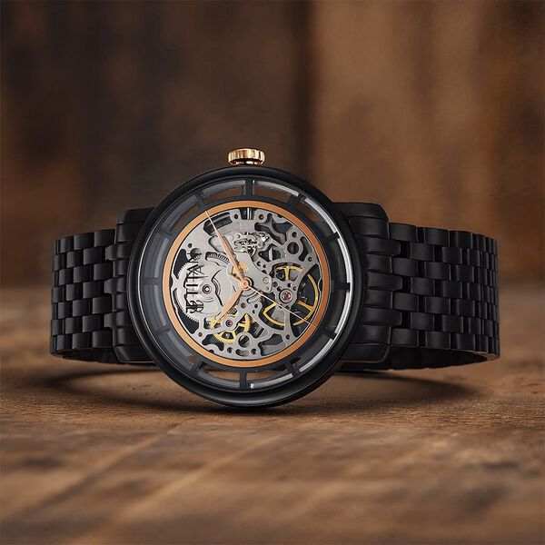 Buy Online Titan Mechanical Slimline Black Dial Black Stainless