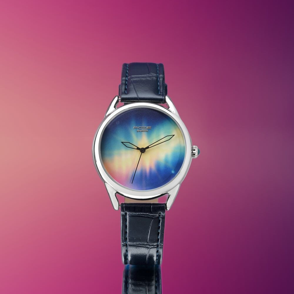 Poze By Sonata Quartz Analog Blue Dial Blue Leather Strap Watch For Men-image-30