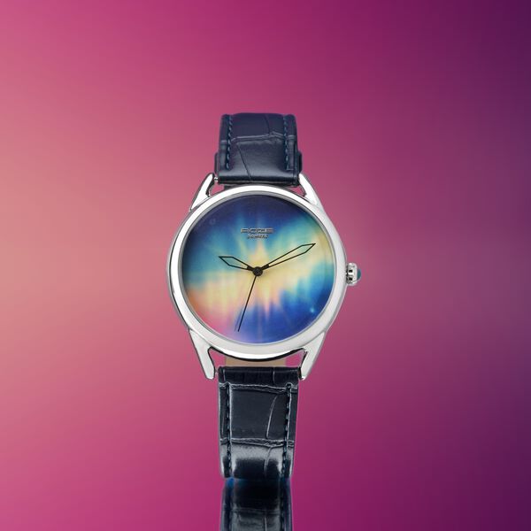 Northern Lights Inspired Poze By Sonata Quartz Analog Blue Dial Blue Leather Strap Watch - image number 0