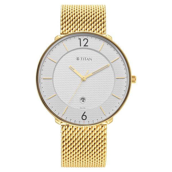 Titan Black and Gold Quartz Analog with Date Silver Dial Stainless Steel Strap Watch for Men - image number 2