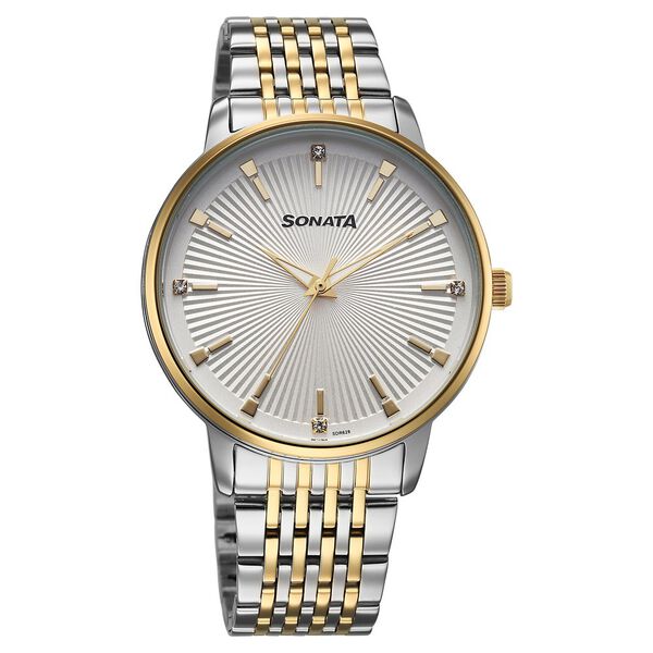 Sonata Eternia Quartz Analog White Dial Metal Strap Watch For Men - image number 0