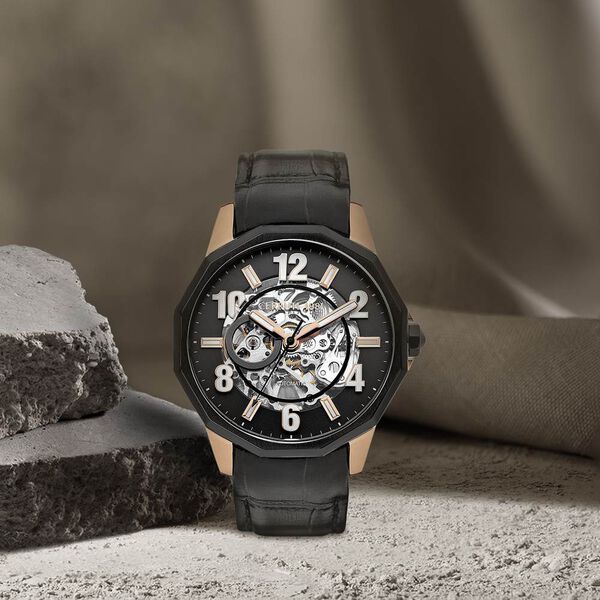 Cerruti 1881 Black Dial Leather Strap Watch for Men - image number 2
