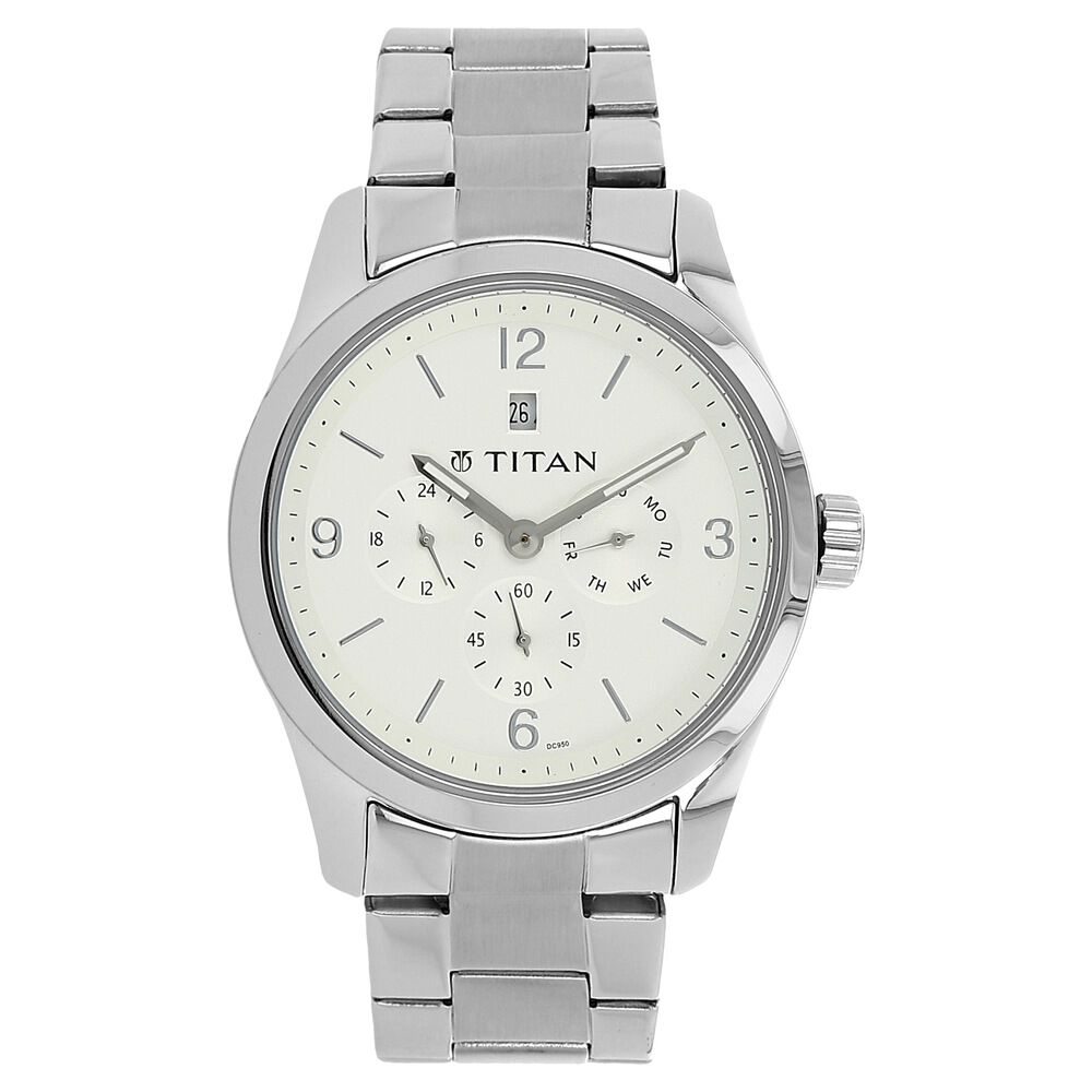 Buy Online Titan Quartz Analog Silver Dial Stainless Steel Strap