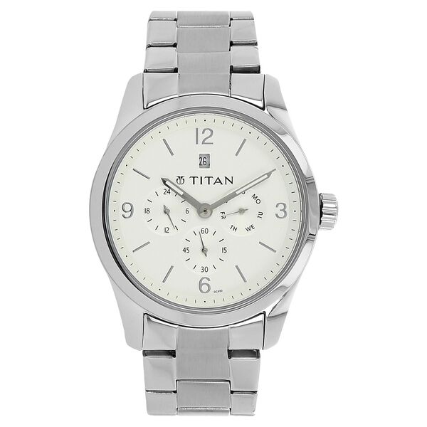 Titan Quartz Analog Silver Dial Stainless Steel Strap Watch for Men - image number 0