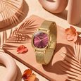Poze By Sonata Quartz Analog Pink Dial Golden Metal Strap Watch For Women - image number 0