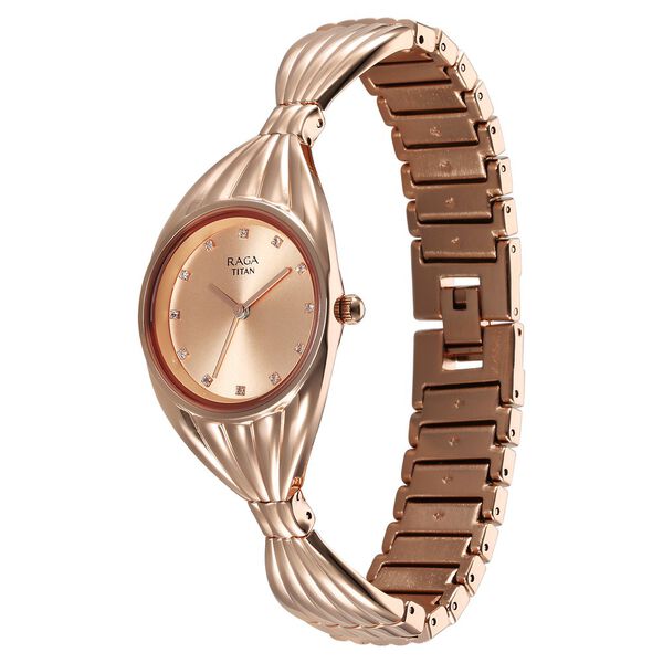 Titan Raga Memoirs Quartz Analog Rose Gold Dial With Rose Gold Metal Strap Watch For Women - image number 2