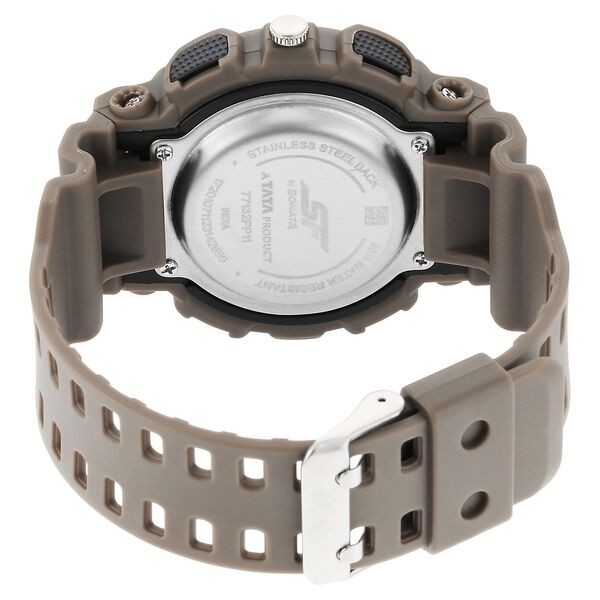 SF Dreamer Series Quartz Digital Analog Digital Black Dial Brown Plastic Strap Watch For Men - image number 3