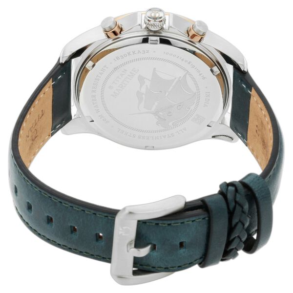 Titan Maritime White Dial Chronograph Leather Strap Watch for Men - image number 4