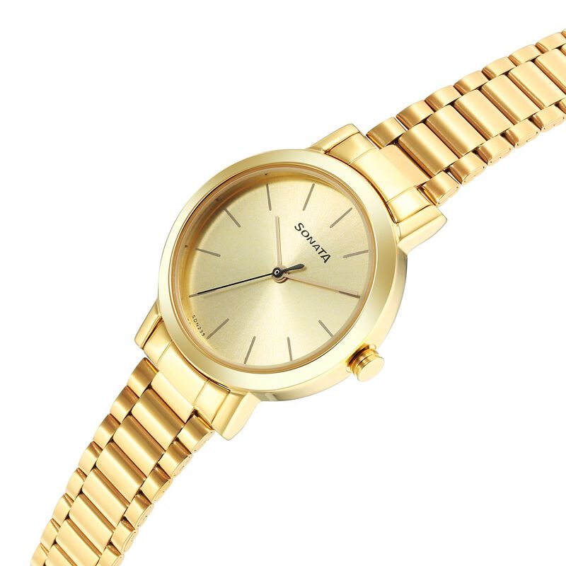 Sonata Essentials Champagne Dial Stainless Steel Strap Watch for Women - image number 2