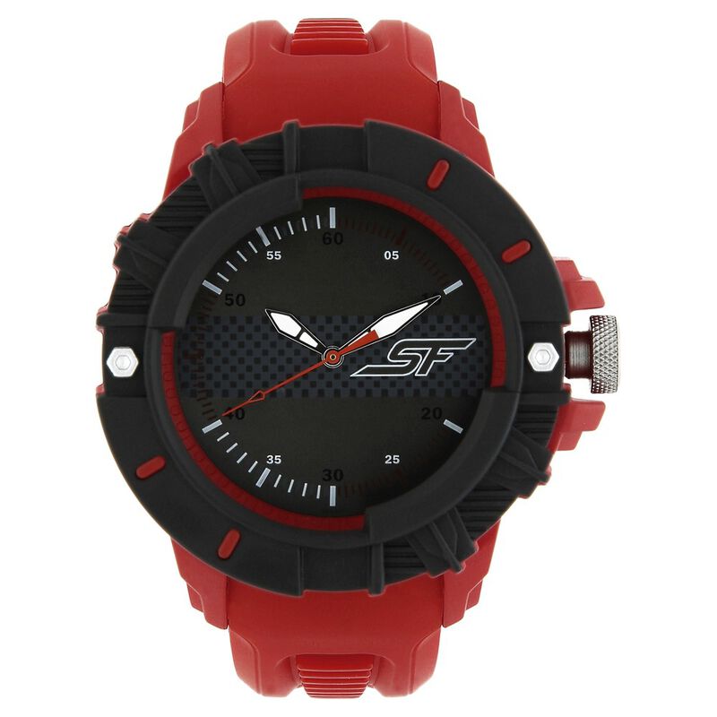 SF Quartz Analog Grey Dial Plastic Strap Watch for Men