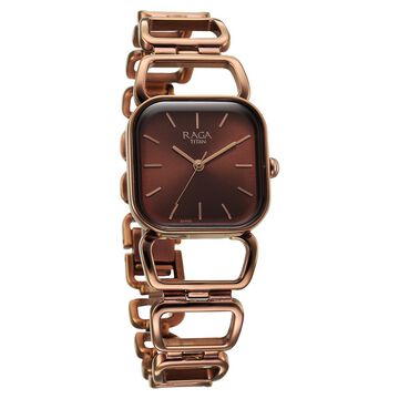 Titan Raga Ascend Quartz Analog Brown Dial With Brown Color Metal Strap Watch For Women