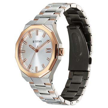 Titan Regalia Dodecagon Quartz Analog with Date Silver Dial Two Toned Stainless Steel Strap Watch For Men