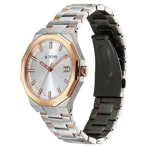 Titan Regalia Dodecagon Quartz Analog with Date Silver Dial Two Toned Stainless Steel Strap Watch For Men - image number 2