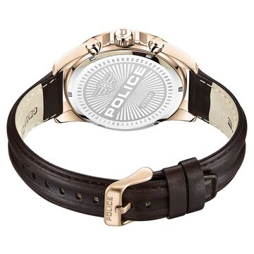 Police Black Dial Brown Strap Multifunction Watch for Men