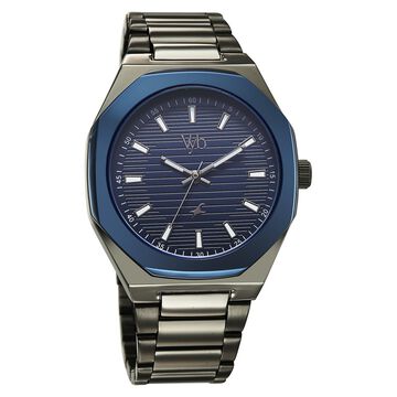 Fastrack Vyb Limitless Quartz Analog Blue Dial Metal Strap Watch For Guys