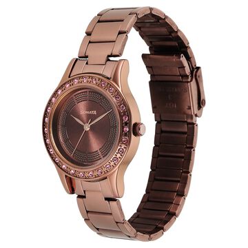 Sonata Quartz Analog Brown Stainless Steel Strap for Women