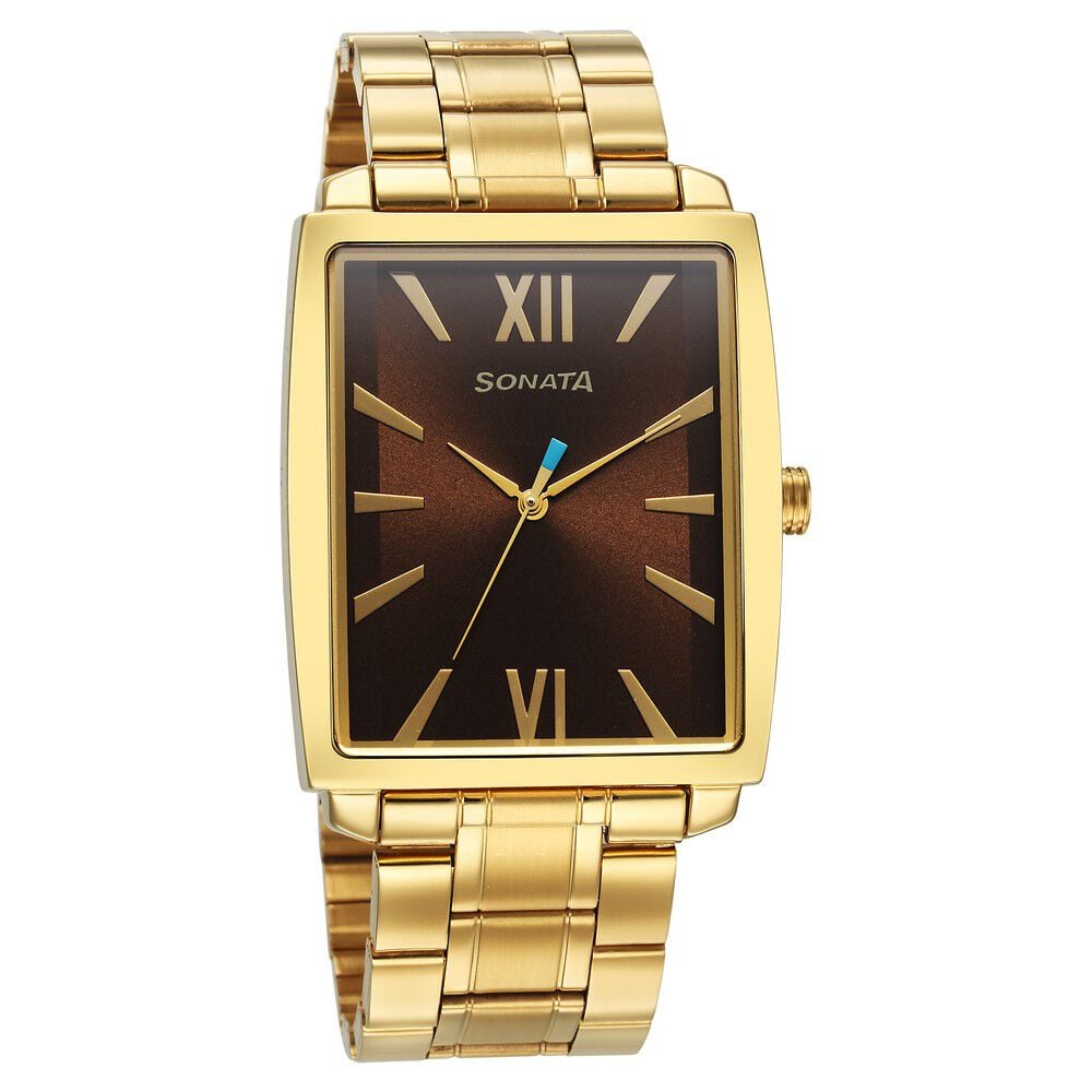 Buy Online Sonata Utsav Brown Dial Watch for Men ns7143ym02 Titan