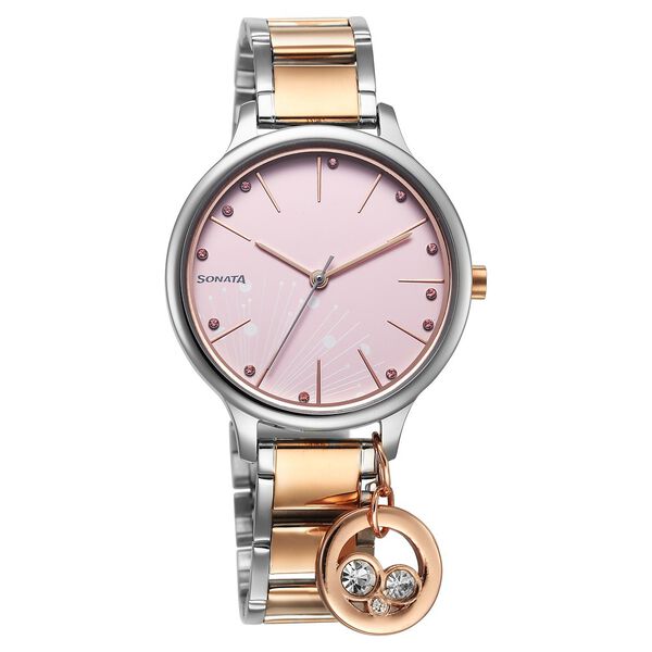 Sonata Blush Quartz Analog Pink dial Stainless Steel Strap Watch for Women - image number 0