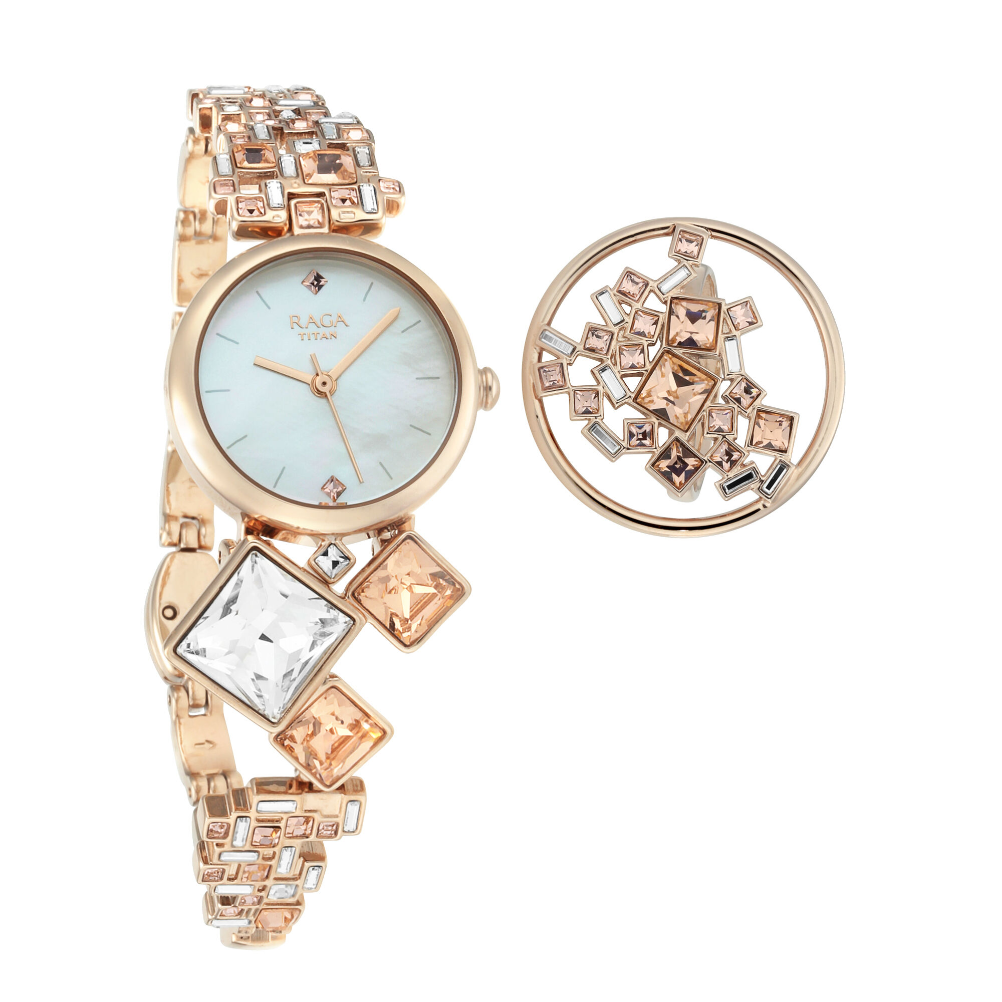 Titan Raga Cocktails Mother of Pearl Dial Women Watch With Metal Strap