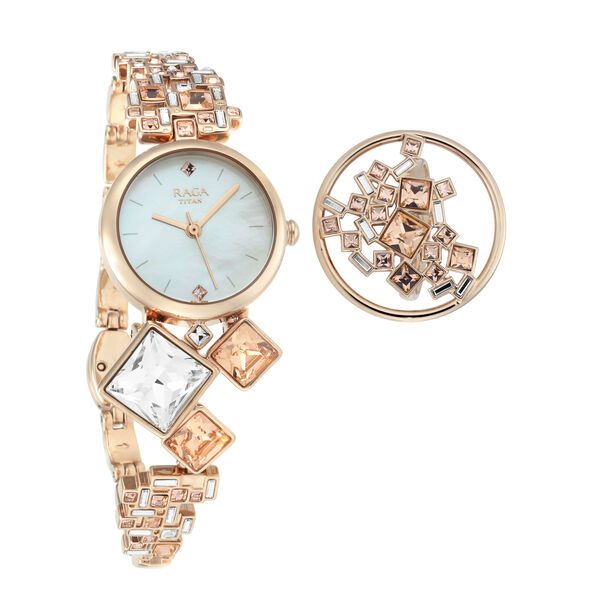 Titan Raga Cocktails Mother of Pearl Dial Women Watch With Metal Strap - image number 0