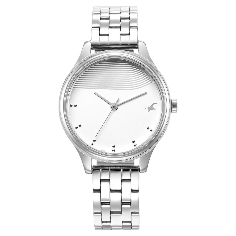 Buy Online Fastrack Stunners Quartz Analog Silver Dial Metal Strap Watch for Girls ns6280sm01 Titan