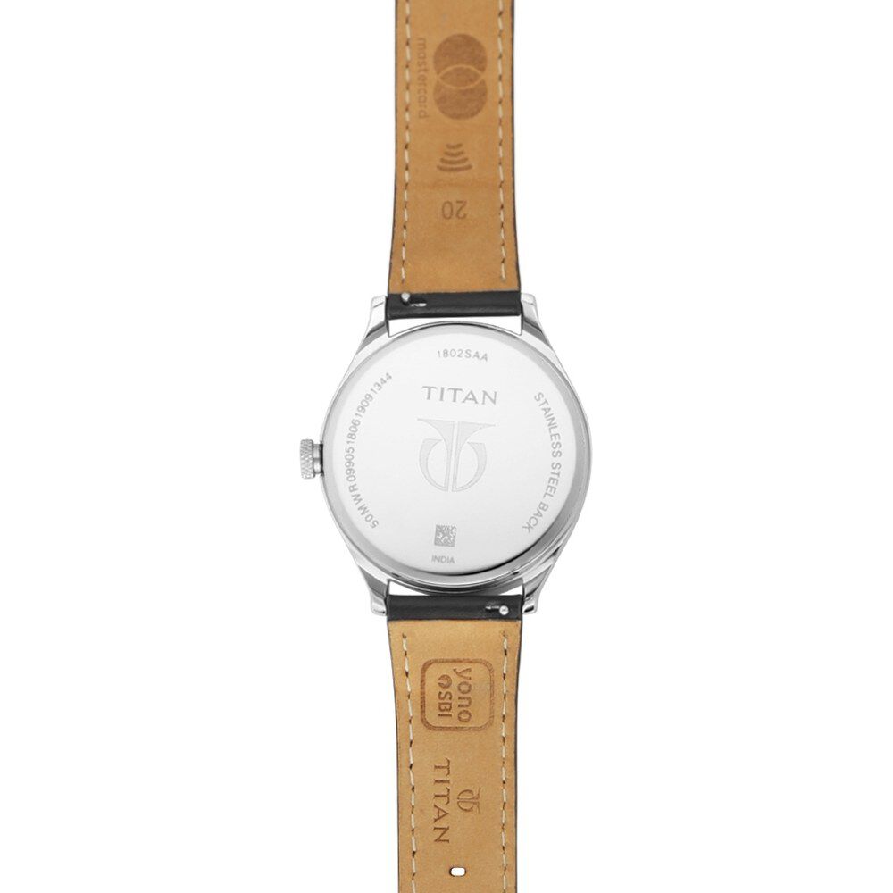 Buy Online Titan Pay White Dial Analog Leather Strap Watch for Men 1802sl10 Titan
