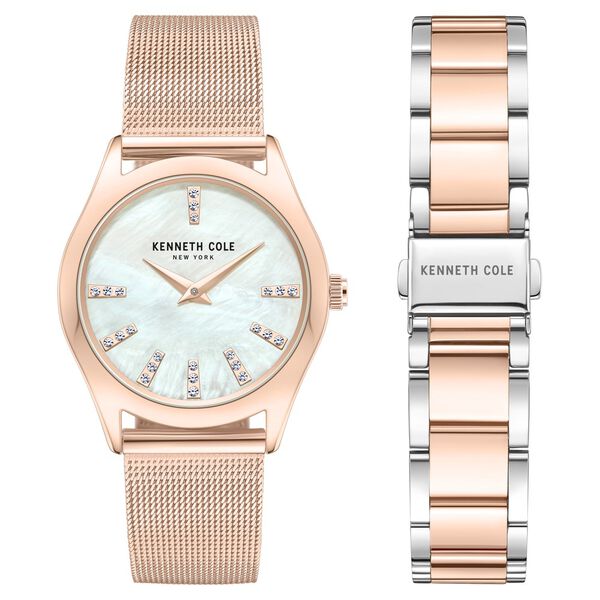 Kenneth Cole Quartz Analog Mother Of Pearl Dial Stainless Steel Interchangeable Strap Watch For Women - image number 0