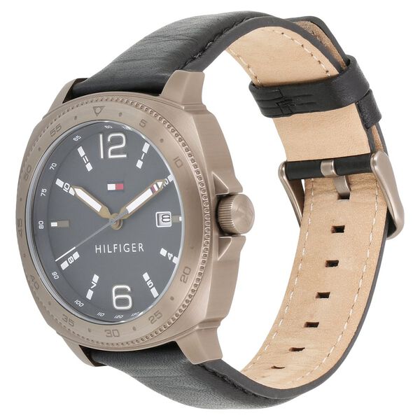 Tommy Hilfiger Quartz Analog with Date Black Dial Leather Strap Watch for Men - image number 1
