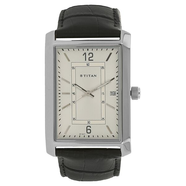 Titan White Dial Analog with Date Leather Strap watch forMen - image number 0