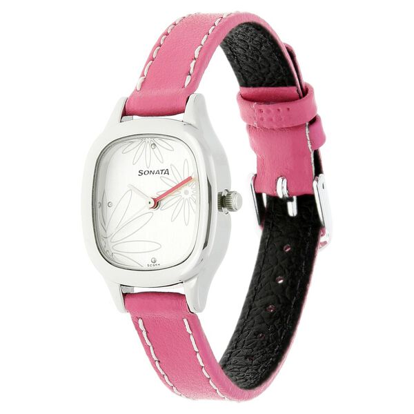 Sonata Quartz Analog Silver Dial Leather Strap Watch for Women - image number 1