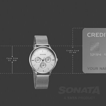 Sonata Festive Quartz Multifunction Silver Dial Metal Strap Watch For Women