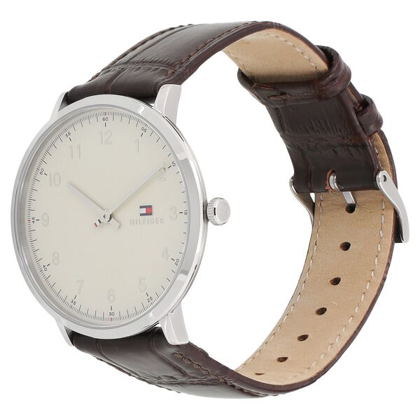 Tommy Hilfiger Quartz Analog Beige Dial Leather Strap Watch for Men - image number 1