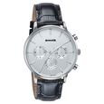 Sonata Festive Quartz Multifunction Silver Dial Black Leather Strap Watch For Men - image number 1