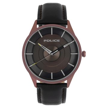Police Quartz Analog Brown Dial Leather Strap Watch for Men