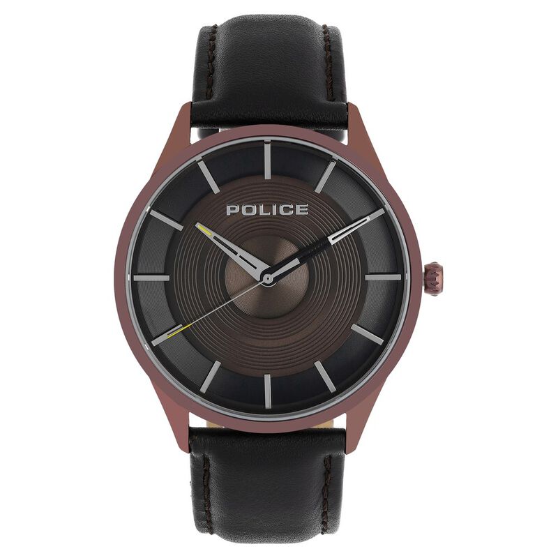 Police Quartz Analog Brown Dial Leather Strap Watch for Men - image number 0