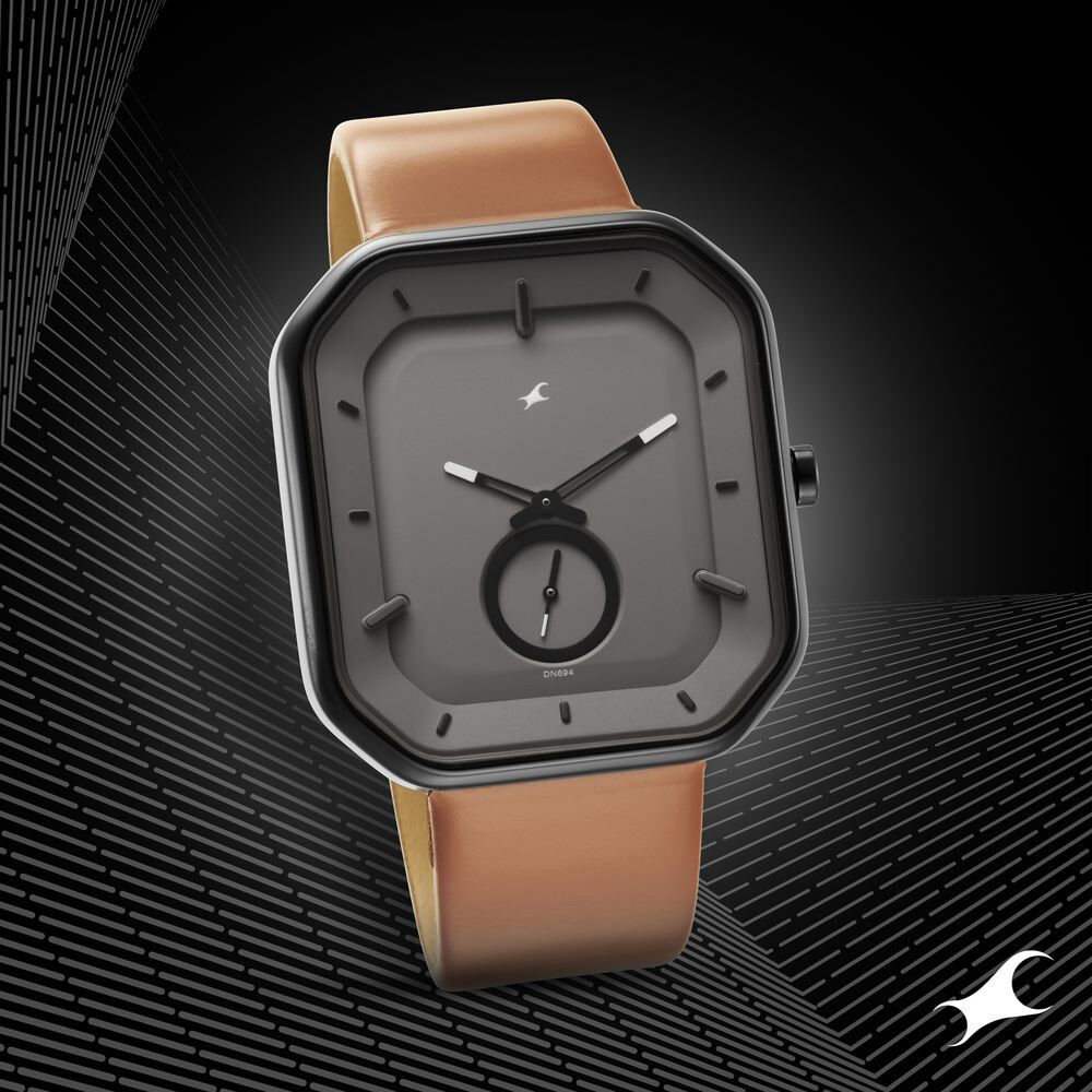 Buy Online Fastrack After Dark Grey Dial Leather Strap Watch for