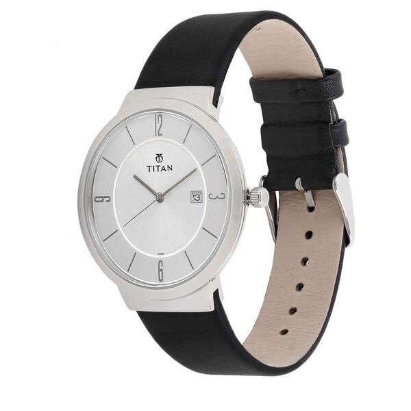 Titan Quartz Analog with Date Silver Dial Leather Strap Watch for Men - image number 1
