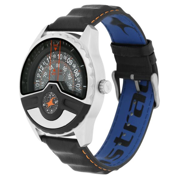 Fastrack Space Rover Quartz Analog Grey Dial Leather Strap Watch for Guys - image number 2
