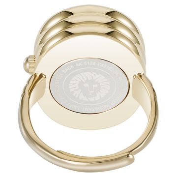 Anne Klein Quartz Analog Black Dial Golden Metal Ring Watch For Women