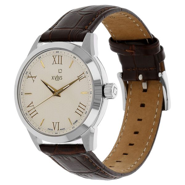 Xylys Swiss Analog Black Leather Strap and Silver Dial Watch For Men - image number 1