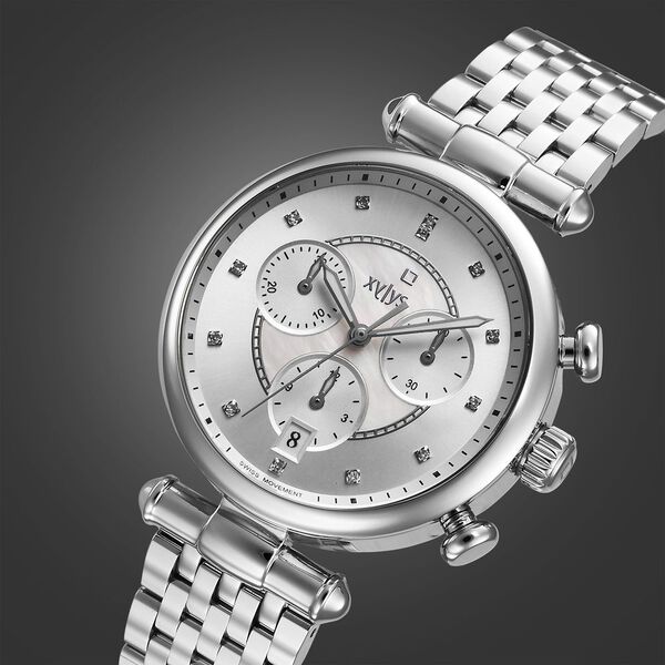 Xylys Quartz Chronograph Silver Dial Silver Stainless Steel Strap Watch For Women - image number 0