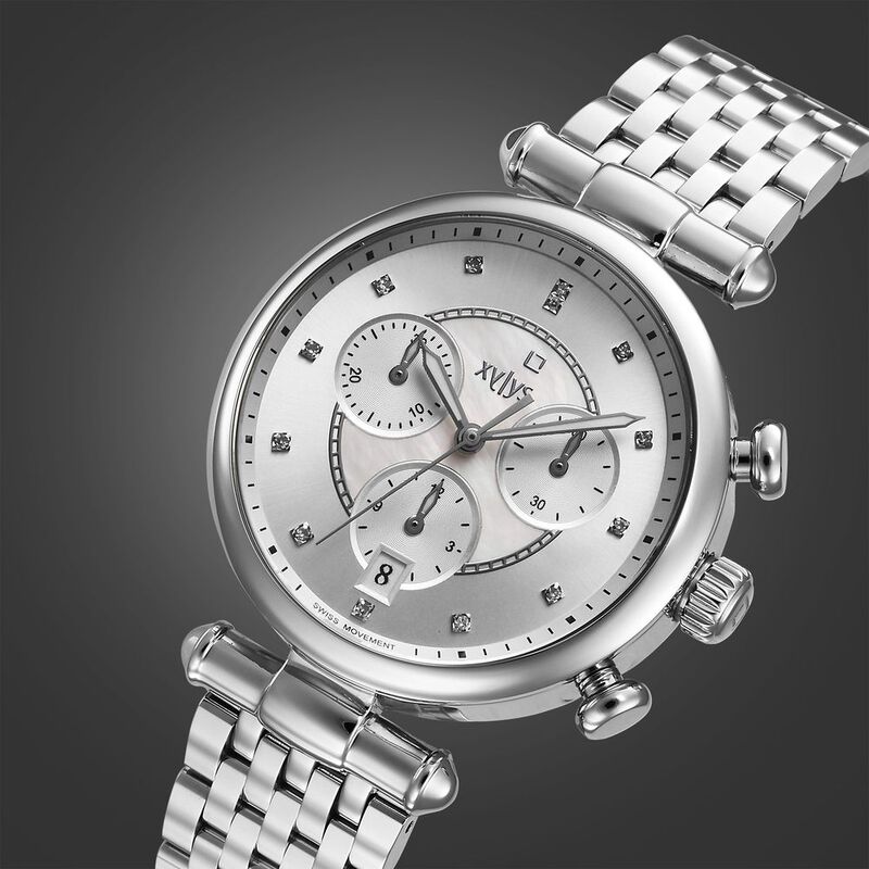 Xylys Quartz Chronograph Silver Dial Silver Stainless Steel Strap Watch For Women