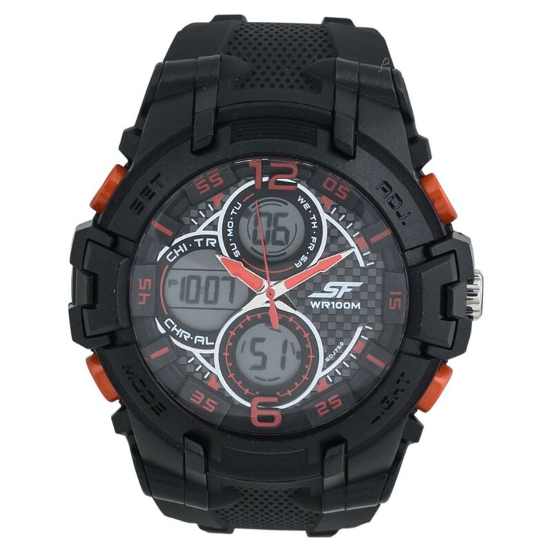 SF Nitro Quartz Analog Digital Dial PU Strap Watch for Men