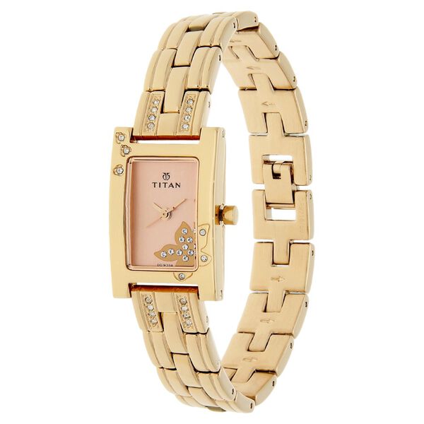 Titan Purple Rose Gold Dial Analog Metal Strap Watch for Women - image number 1