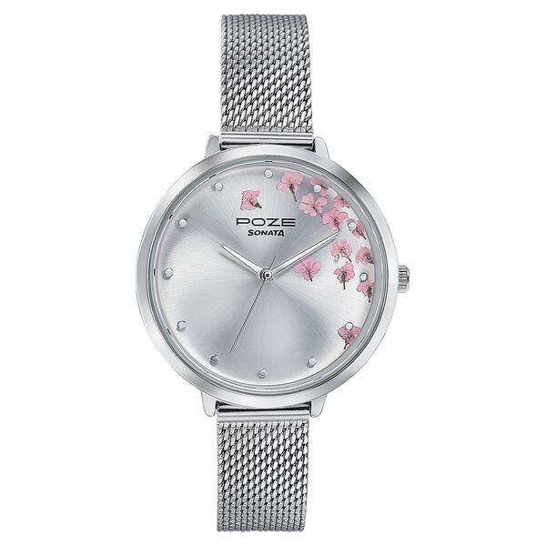 Sonata Poze Quartz Analog Silver Dial Metal Strap Watch For Women - image number 1